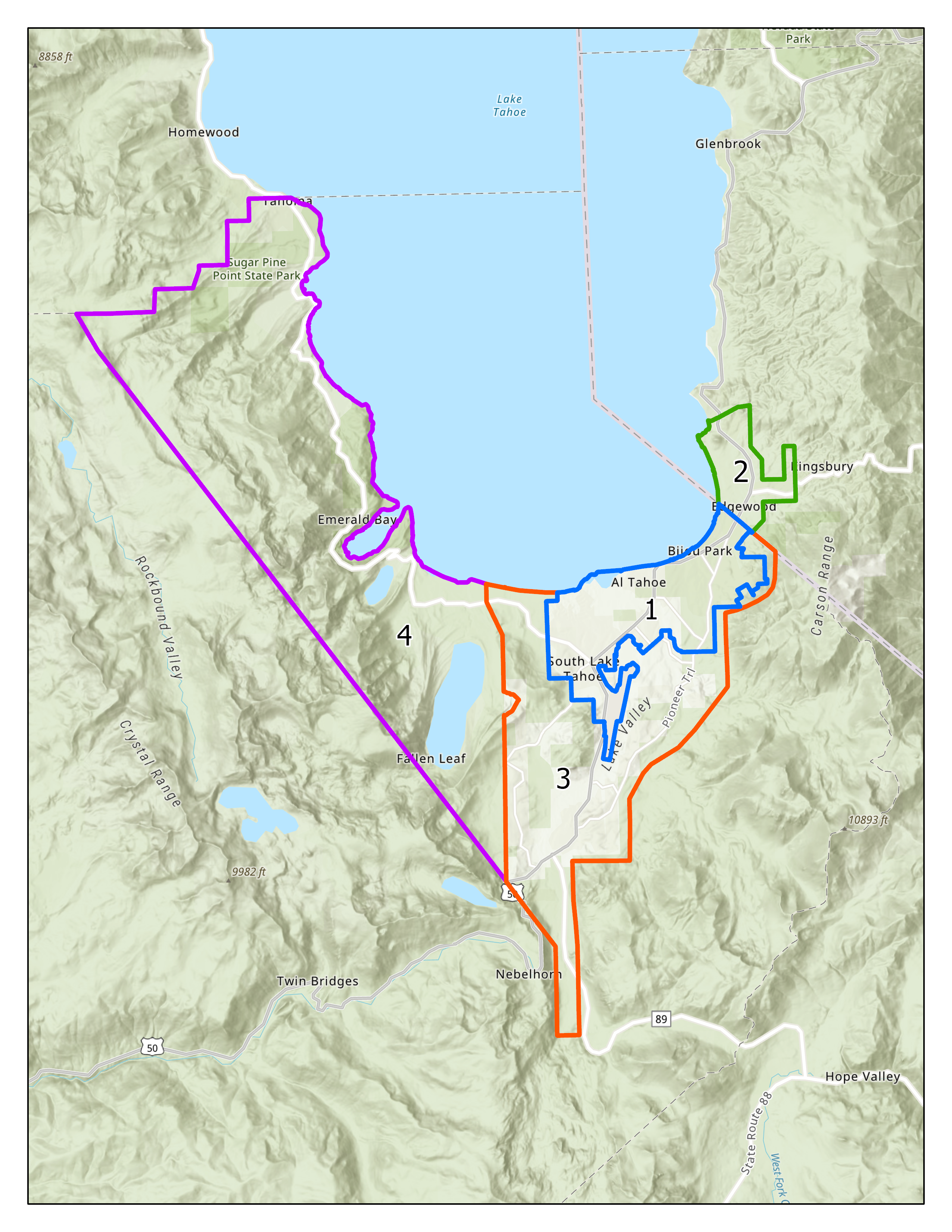 Map of South Lake Tahoe