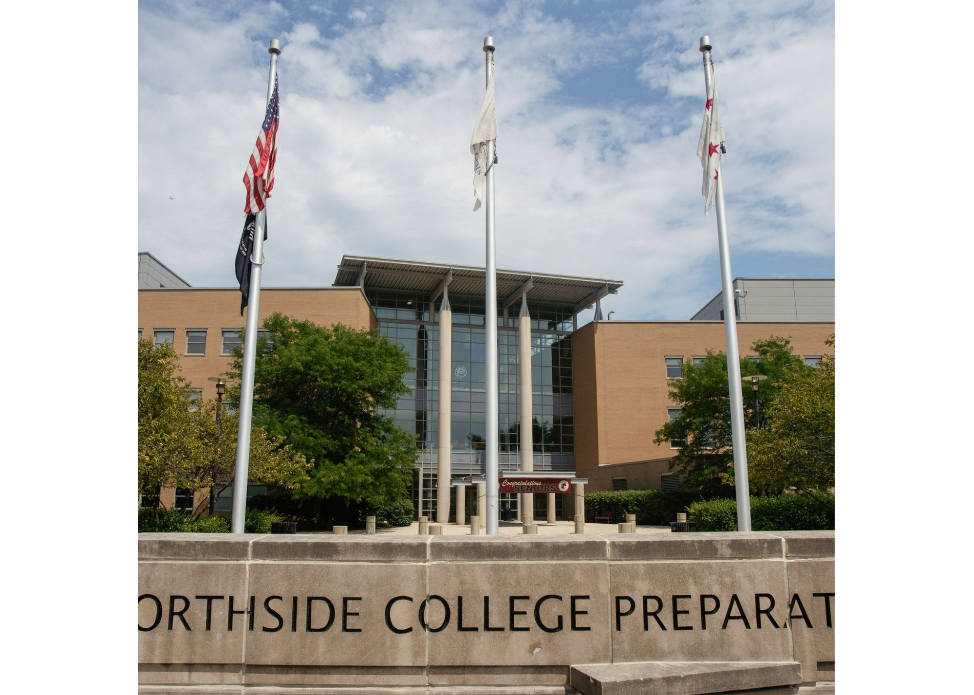 Image for Two Trash Cans at Northside College Prep Riverwalk, West End