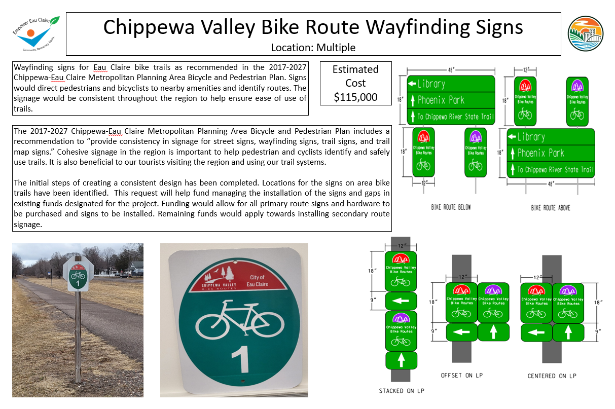Bicycle signs with route directions