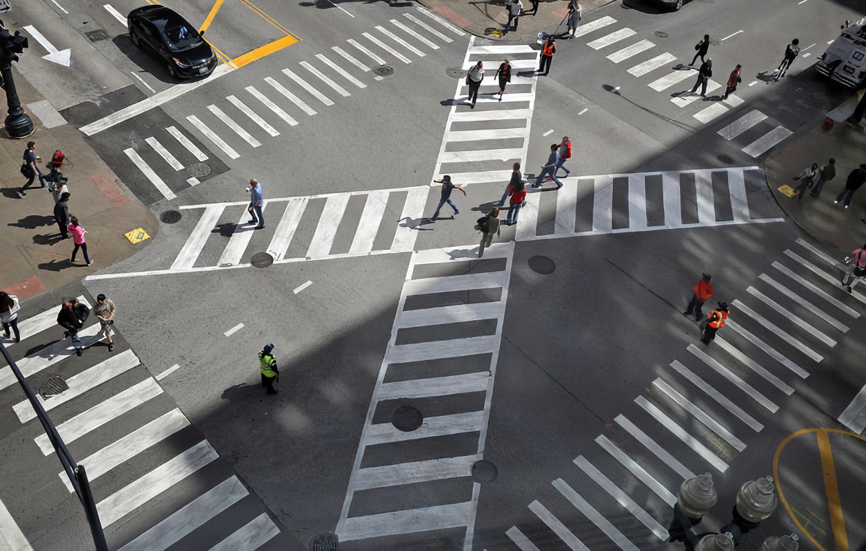 This image is an example of a pedestrian scramble.