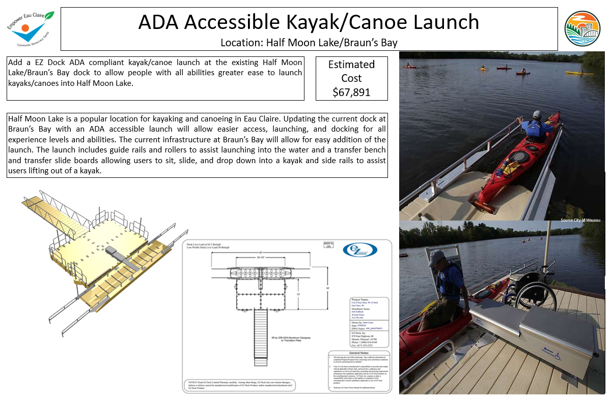 Kayak and canoe ADA accessible launch dock