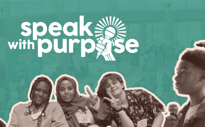 Image for Amplifiying student voices:  Speak with Purpose/In-School Public Speaking Program